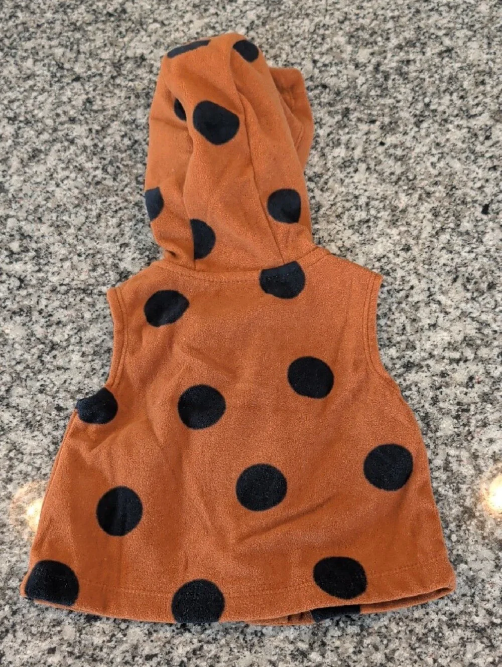 Carter's Black and Rust Orange Polka Dot Hooded Vest